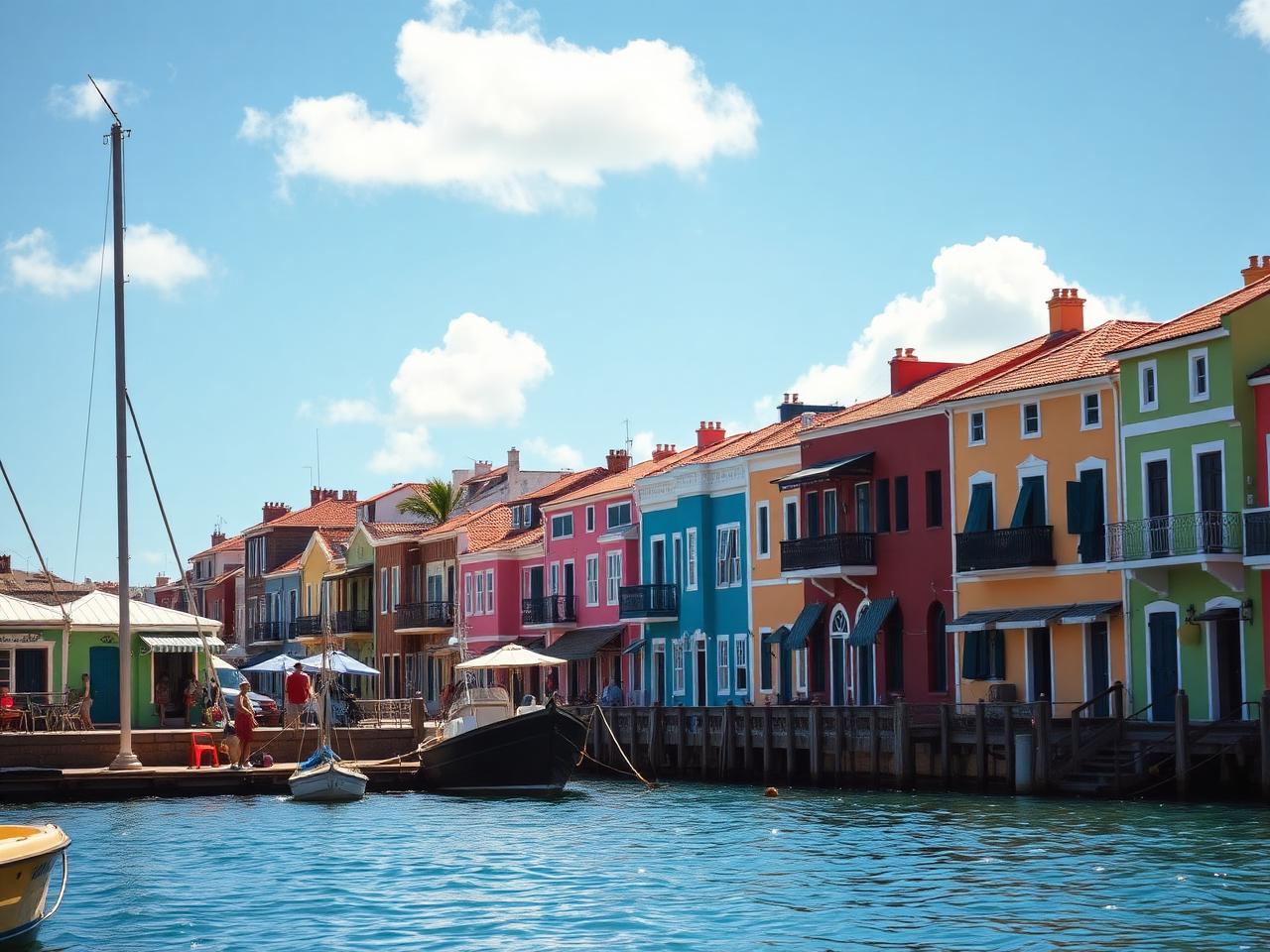 Casas coloniais coloridas na orla de Willemstad, em Curaçao